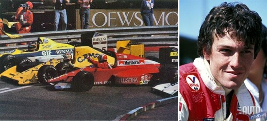 F1 sacīkstes Monako 1989.gads. Andrea de Čezariss un Nelsons Pikē.