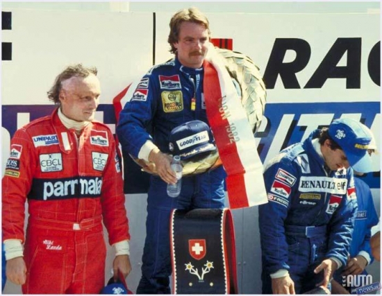 1982.gads, Šveice. 1982.gads. Uzvarētājs „lidojošais soms” Keke Rosbergs, otrā vieta Nikijs Lauda, bet trešo vietu ieņēma Alēns Prosts.