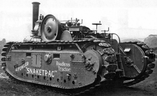 Pēdējo tvaika kāpurķēžu vilcēju „Snaketrac” 1923.gadā izstrādāja britu kompānija Fauler. 