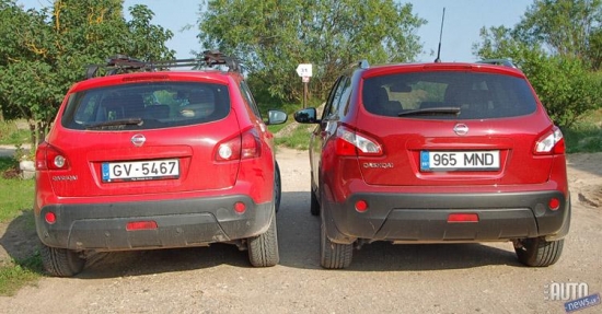 Nissan Qashqai 2010 un 2008 gada modeļi.